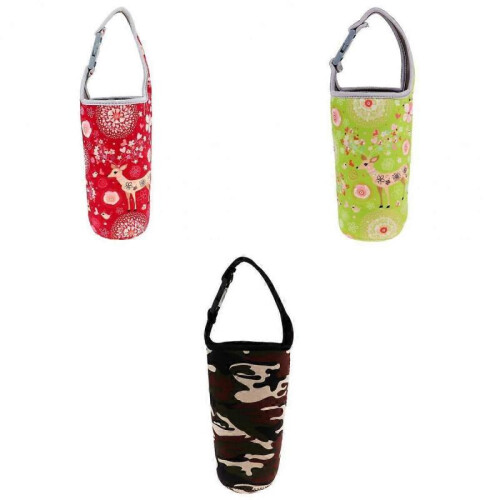 (Green Multi)3pcs Tumbler Carrier Holder Pouch For Insulated Mug 2