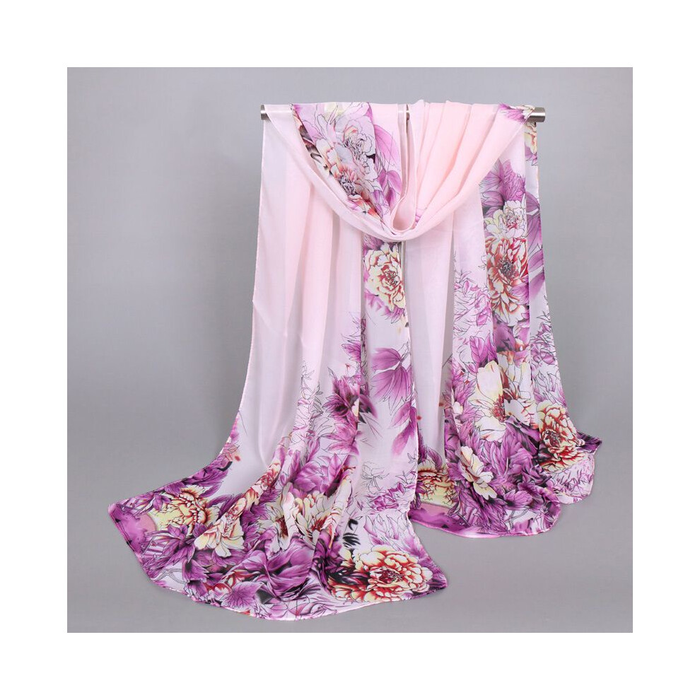 (PurpleRed) Peony Women Stunning Flowers Print Voile Wrap Shawl Stole Scarf Pashmina-image-OPC-PJ79G2K-NEW