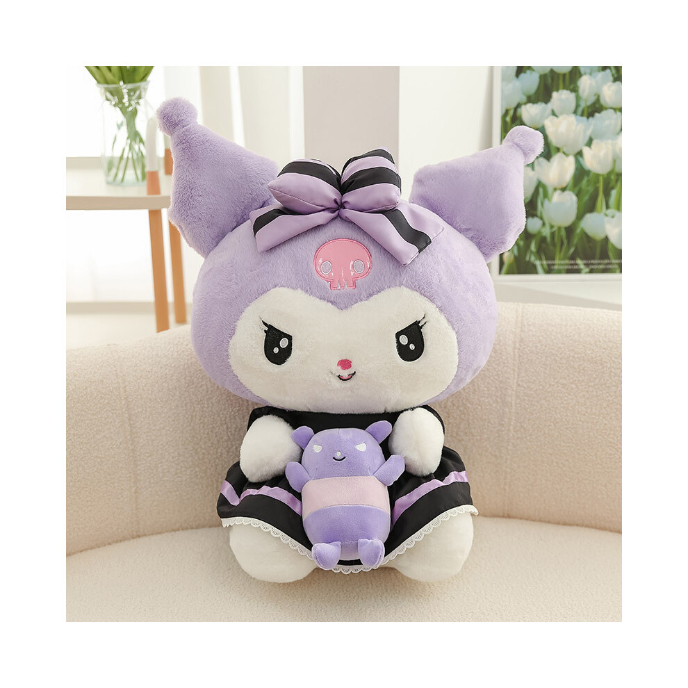 (60cm) Sanrio Kuromi Plush Toy Doll Throw Pillow Cartoon Soft Decoration Comfortable