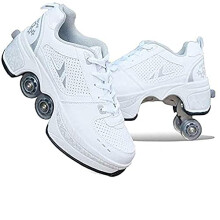 Inline Skate, 2 in 1 Shoes, Adjustable Quad Roller Skates Boots, 39