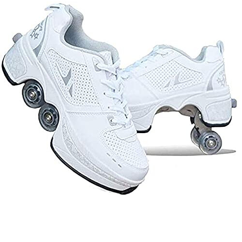 Inline Skate, 2 in 1 Shoes, Adjustable Quad Roller Skates Boots, 39