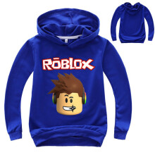 (NavyBlue, 140cm) Roblox Childrens Cartoon Print Hoodie Sweater Long Sleeve Tops Pullover Fashion