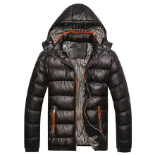 (Black, 5XL) Warm Winter Mens Hooded Thick Padded Jacket Zipper Casual Parka Coat Outwear