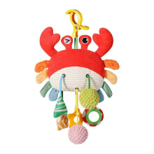 Puzzle Early Education Crab Pulling Rope Pulling Soothing Doll Bed Bells Handcart Baby Cart Ringing Pendant for 0-3 Year Old Baby Toy Playsets