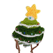 (Green C) Knitted Christmas Tree Hat Ornament With Star For Festive Pet Costumes Or Home Decoration Lightweight For Holiday Cheer Toy Playsets