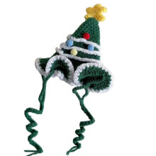 (Green D) Knitted Christmas Tree Hat Ornament With Star For Festive Pet Costumes Or Home Decoration Lightweight For Holiday Cheer Toy Playsets