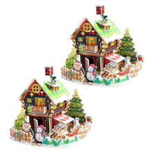 2pcs Christmas Cabin 3DStereoscopic Puzzle Handmades DIY Model Assembly Hands And Brainstorming Puzzle Toy Assembly Toy Playsets