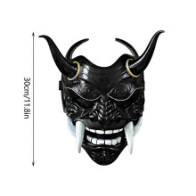 (Black) toys for kids Halloween Japanese WarriorMask Terror Scary Cosplay Costume Average Size