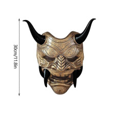 (Gold) toys for kids Halloween Japanese WarriorMask Terror Scary Cosplay Costume Average Size