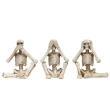 kid toy Set Of 3 Halloween Statues See Speak Hear No Evil Skeleton Figurines Realistic Skull Decorations for Home Haunted House Halloween Party Decor