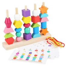 kids toys Wooden Lacing Beads Toy Set with Storage Box- Educational Preschool Learning Toy for 2 3 4 Year Old Toddlers