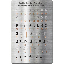 Braille Alphabet Board Metal Braille Raised Dots Braille Alphabet Numbers Punctuation Chart Portable Tools for Visually Impaired Children Room Game Te