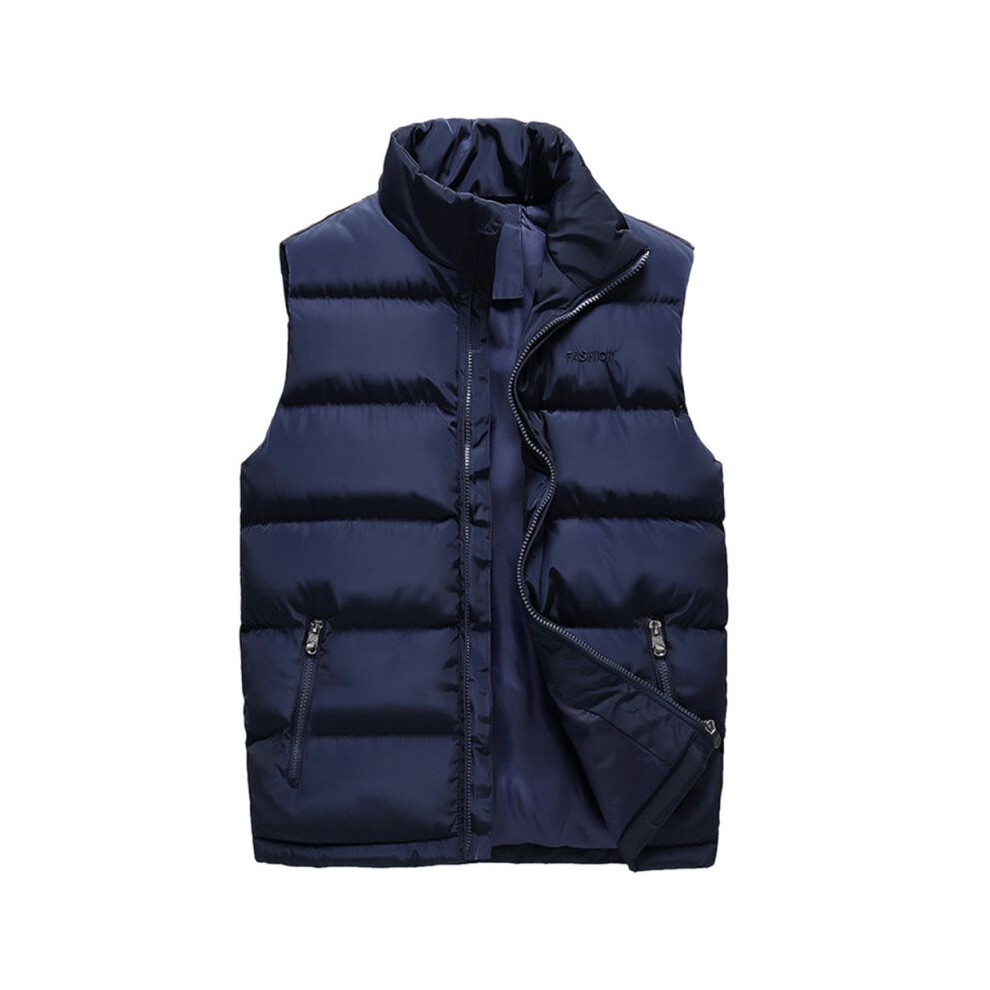 (#3 Blue, M) Winter Down Mens Quilted Vest Body Warmer Warm Sleeveless Padded New Coat Jacket