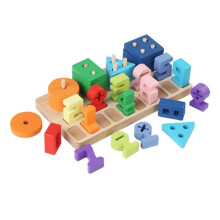 Number Blocks Counting Puzzle Shape Wooden Sensory Toy Toddler Toys Preschool Learning Activities Toys for Ages 18 Months+ Toy Playsets