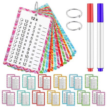 14 PCS Multiplication Flash Cards 0-12 Multiplication Chart Times Table Flash Cards with 3 Markers 2 Rings Multiplication Chart 1ml Toy Playsets
