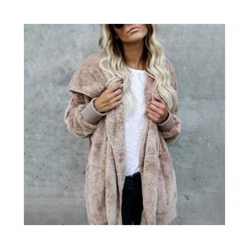 (Khaki, S) Teddy Women Bear Coat Jacket Winter Fluffy Loose Cardigan Size Plus Outwear