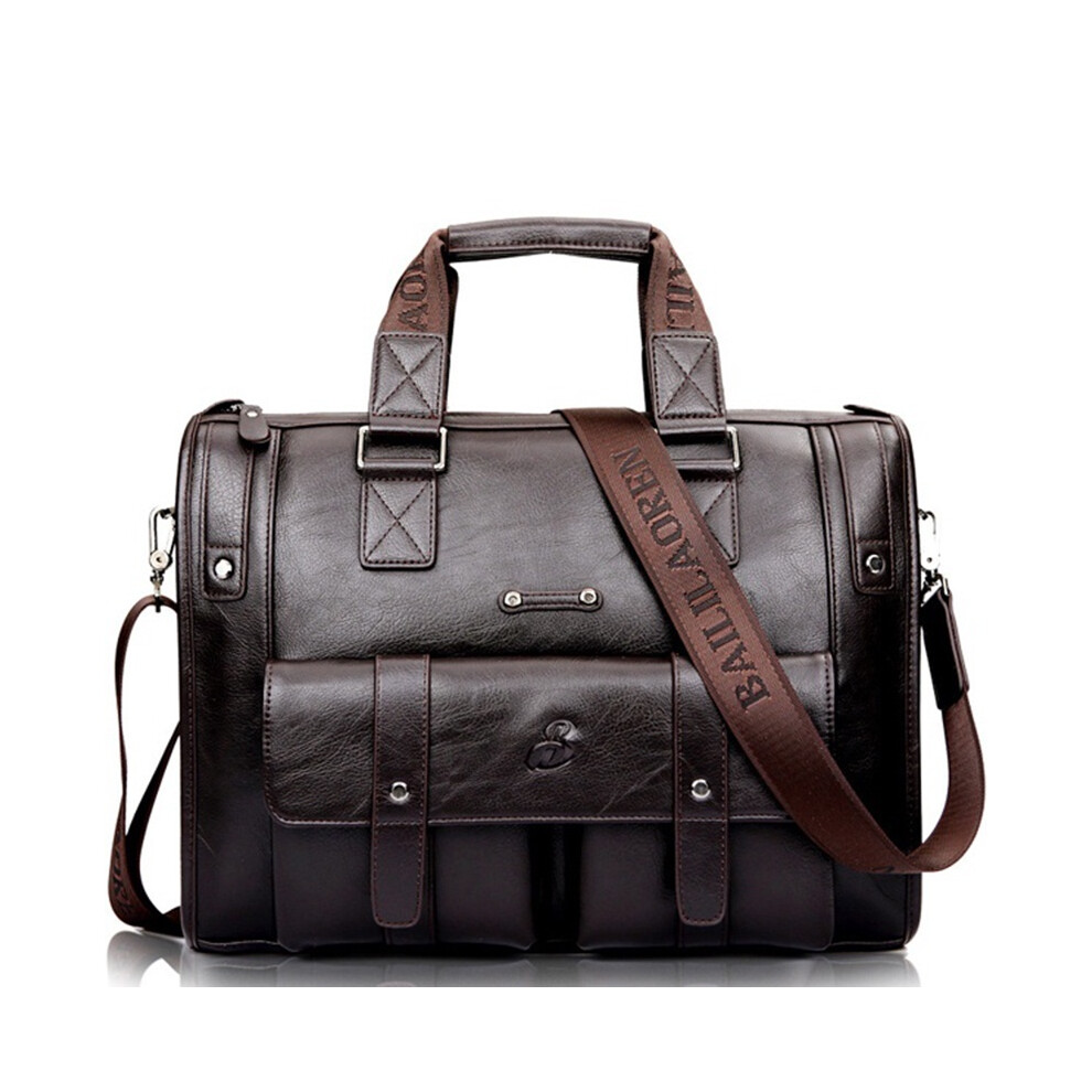 (DarkBrown, L ) Business Men Laptop Bag Briefcase Big Capacity Horizontal Travel Handbag Bag