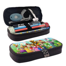 (AT2310)Super Mario Cartoon Pencil Case Brown Leather Pen Bag Student Stationery Pouch Holder Organizer for School Office Supplies for Kids Teen Adult