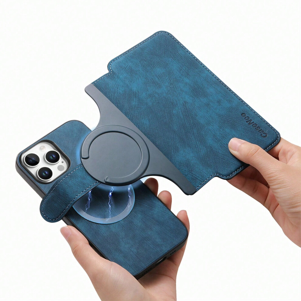 (blue, iPhone 12 Pro Max) Suitable for Apple iPhone 16 magnetic detachable two-in-one protective case with card slot and quick release case