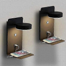 2 Pack LED Applique Murale Intrieure avec interrupteur et interface USB, 12W Applique de Chevet Tricolore Dimmable Lampe De Lecture murale Reglable a