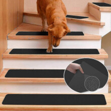 Rubber Stair Treads Carpet Non Slip, Black Stair Rugs for Wooden Steps, Reusable Carpet Stairs Runner, Machine Washable Stair Mats Covers, Black (30"x