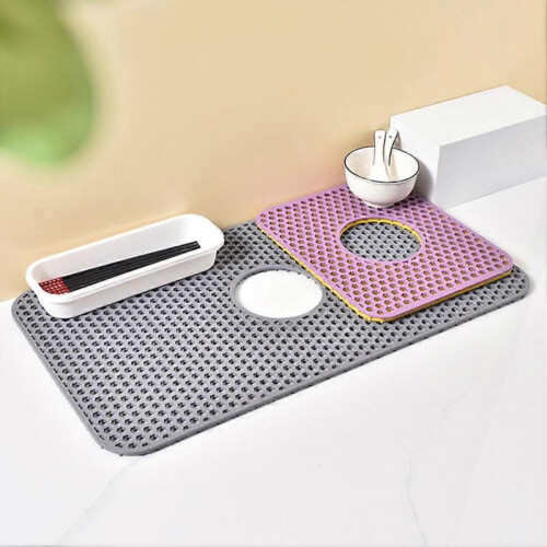 (G) Rectangular Silicone Kitchen Sink Mat Non-Slip Heat Proof Countertop Drying Mat for Daily Use 2