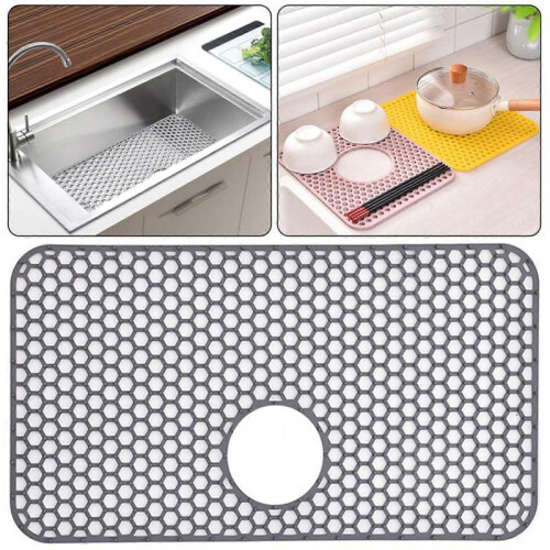 (B) Rectangular Silicone Kitchen Sink Mat Non-Slip Heat Proof Countertop Drying Mat for Daily Use 1
