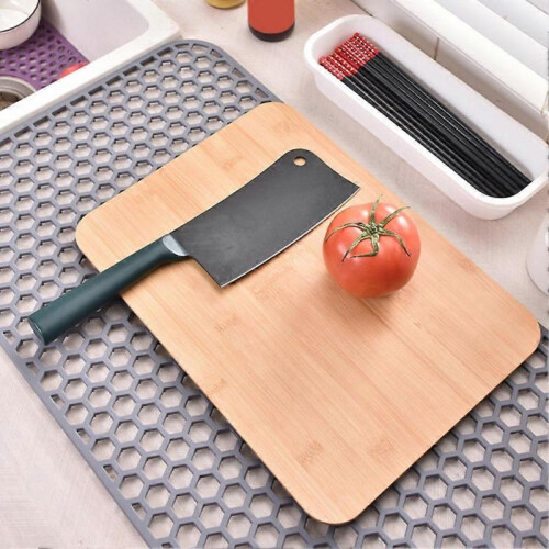 (D) Rectangular Silicone Kitchen Sink Mat Non-Slip Heat Proof Countertop Drying Mat for Daily Use 2