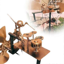 Drummer Windmill Handmade Metal Percussionist Figurine Rockin Art Garden Decor for Music Lovers and