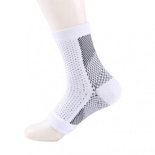 (S M, White) Plantar Fasciitis Compression Socks Foot & Ankle Swelling Relief Socks for Fitness