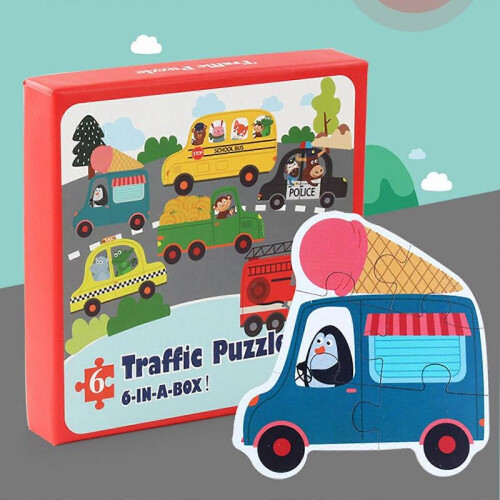 6-in-1 Children's Puzzle Transportation Puzzle Toy Playsets 1