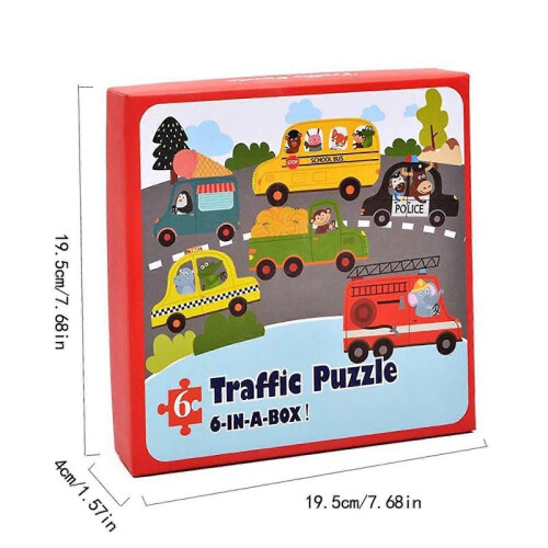 6-in-1 Children's Puzzle Transportation Puzzle Toy Playsets 2