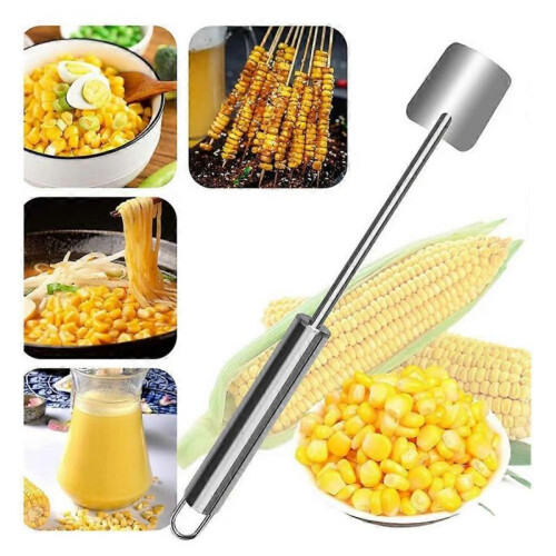 (2pcs) Stainless Steel Corn Thresher Ergonomic Long Handle Kitchen Salad Tool 1