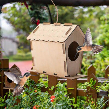 DIY Bird House Unfinished Bird Outdoor Patio Garden Home Decoration Gift Wooden Box Wren Cage Robins Cottage Toy Playsets