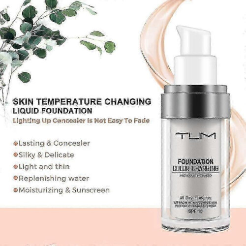 2PCS TLM Color Changing Foundation, Flawless Colour Changing Foundation, Liquid Makeup Base Face Concealer for Aging Skin 1