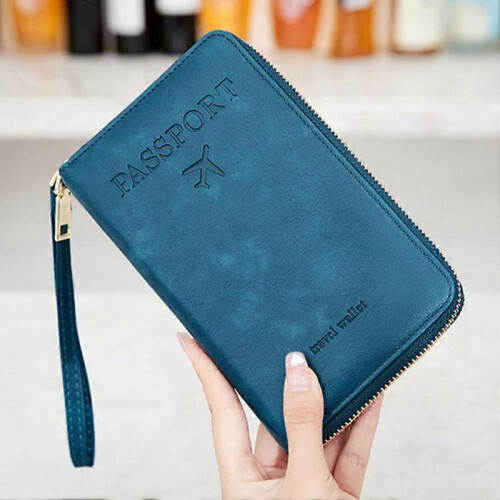 (Grey) Multi-Functional RFIDs Passport Wallet Biofold Document Organiser Holder for Women Men 2