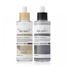 2Pcs Peel Shot Exfoliant Rice Ampoule Duo, White & Black Rice Exfoliating Scrub Set for Face & Body, Removes Dead Skin Cells & Blackheads