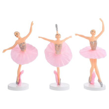 Elegant Ballerina Statue Dancing Girl Figurines Home Use Pink 14.50X6.00X6.00CM 3Pcs