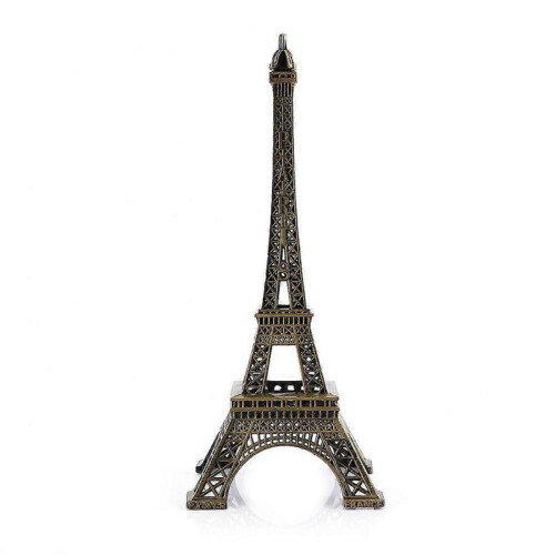 Bronze Tone Paris Eiffel Tower Figurine Statue Vintage Alloy Model Decor 25CM