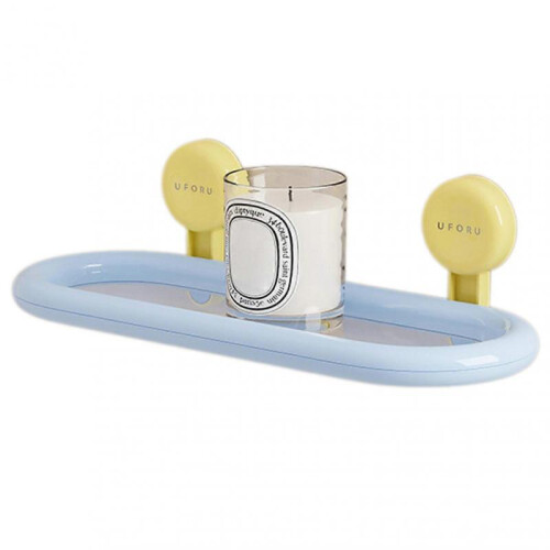 (Single Tier,Bubble Blue)No Drill Suction Cup Shower Caddy For Bathroom Powerful Suction Cup Technology for Modern Bathroom Decor