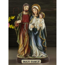 Holy Family Statue: Saint Joseph Virgin Mary and Baby Jesus Figurine - Resin Religious Ornament for Home Living Room Church Office Decoration