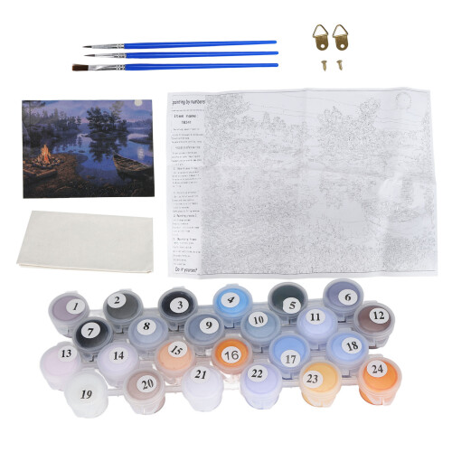Paint By Numbers Moonlight Night Peaceful Lake 2