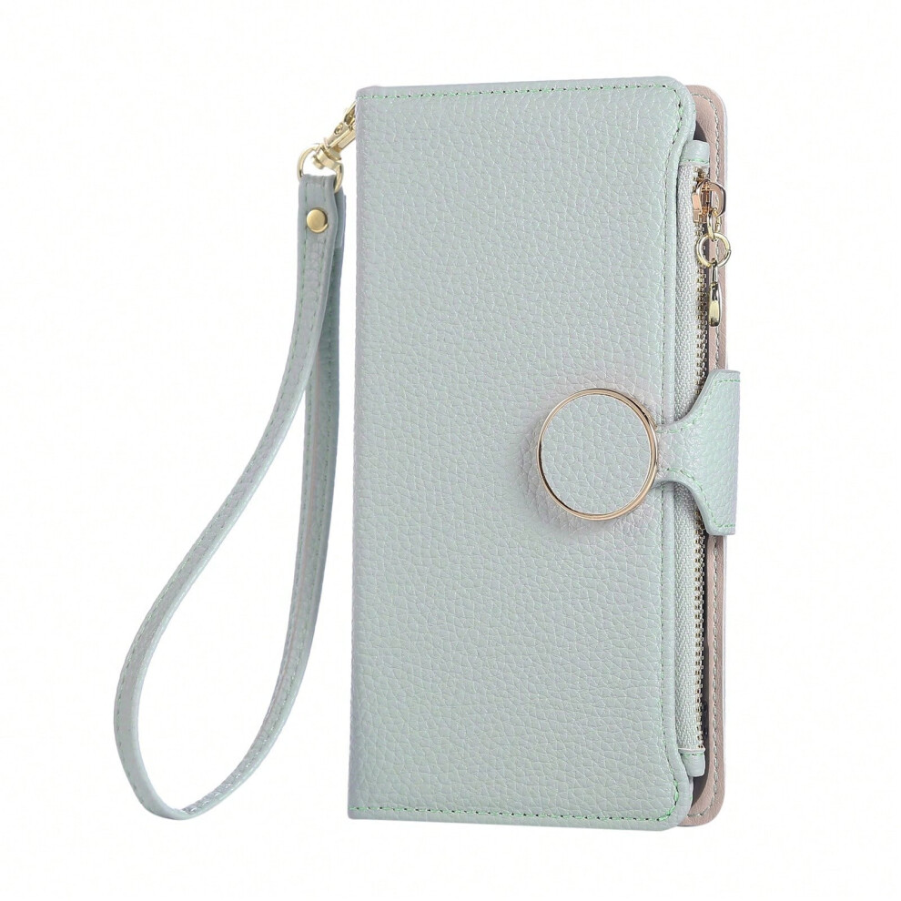 (Light blue bracelet, pixel 8) Suitable for Google 10 PRO XL solid color zipper wallet mobile phone case Pixel 10 pro buckle