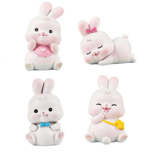 4pcs Resin Craft Easter Rabbit Decors Creative Rabbit Figurines Easter Ornaments