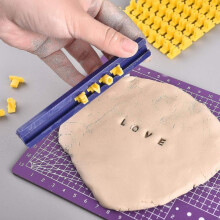 (Rose Red) Alphabet Number Symbols Ceramic Art Clay Embosser Mold Impress Stamp Press Stamps Print Name Pottery
