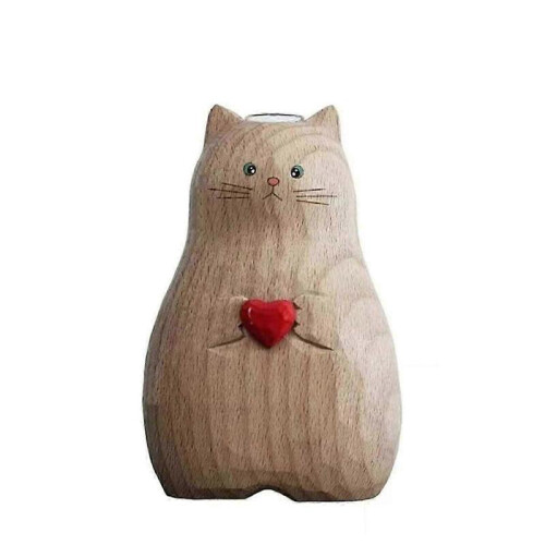 Handmade Solid Wood Cat Vase - Unique Cat Statue Planter Gift for Cat Lovers - Available in Australia 2