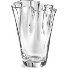 Glass Flower Vase 23cm, Unique Design with Wavy Top, Robust & Heavy, Mouth Blown, Ideal for Tulips,-Yvan
