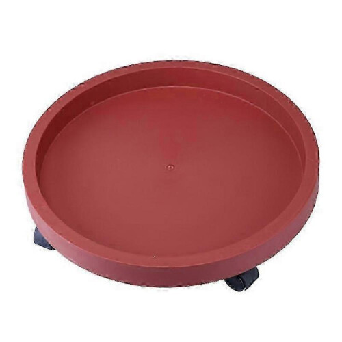 Green Round Tray Plant Stand 35cm with Wheels - Red 33cm 2