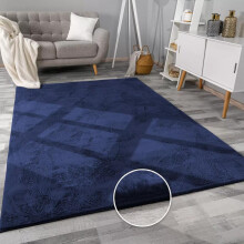 (Navy , 160 x 230 Cm ( Extra Large Rug )) Luxury super soft fluffy fur rug for living room - indoor floor modern rug for room decoration - non-slip runner rug - bedroom rug
