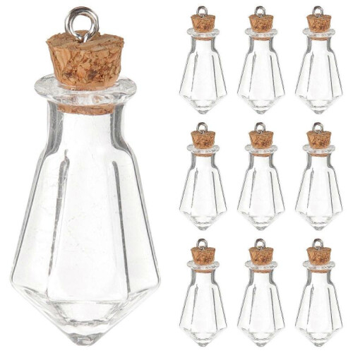 Glass Material Bottles present Giving Tiny Vials Conical Shape 10Set
